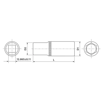 Головка 13мм 1/2 DR торцевая глубокая арт. FS11213Схема