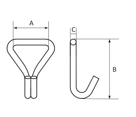 Крюк для стяжного ремня J-образный двойной 1,5тнСхема