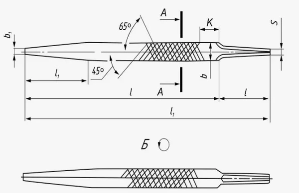 Напильник 3-х гранный 150мм, №1 Гост 1465Схема