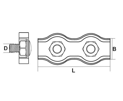 Зажим для троса "Duplex" 8мм, оцинкованныйСхема