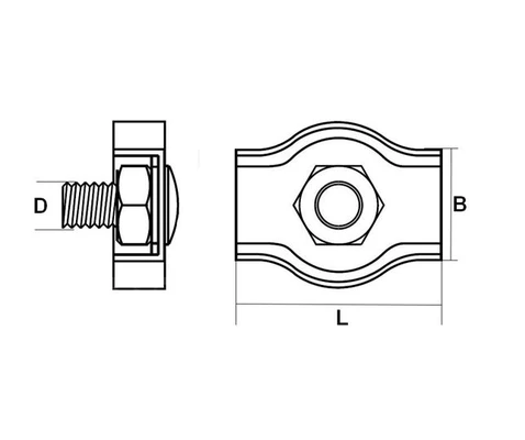 Зажим для троса "Simplex" 8мм, оцинкованныйСхема