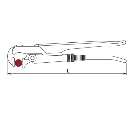 Ключ трубный №1 90° цельнокованый GROSS арт. 15601Схема