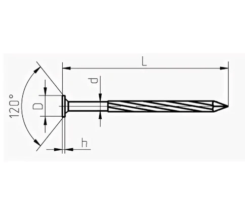 Гвозди винтовые 4х120, без покрытияСхема2
