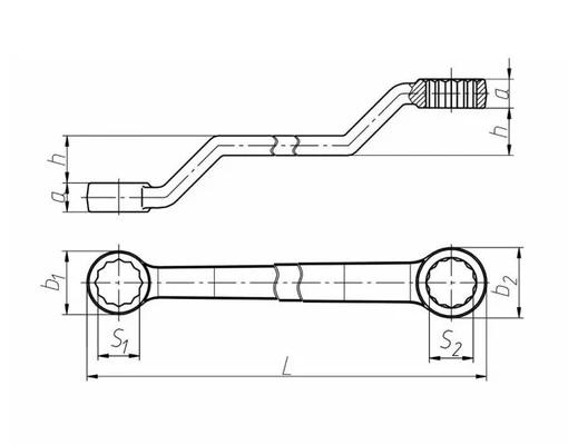 Ключ гаечный накидной коленчатый 36х38мм (Р)Схема