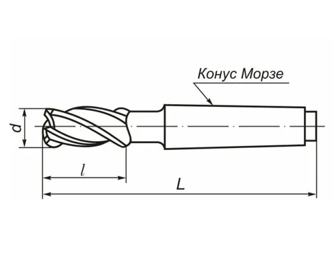 Фреза 12,0 мм концевая конический хвостовик 3х пераяСхема