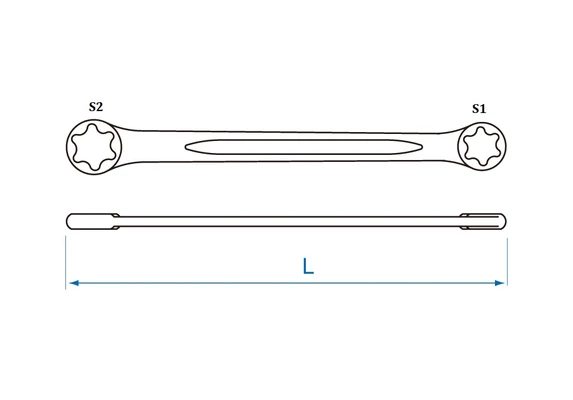 Ключ Е14-Е18 накидной TORX арт. W291418Схема