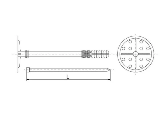 Дюбель для теплоизоляции 10х260 с металлическим гвоздемСхема