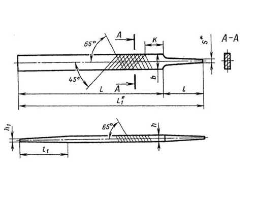 Напильник плоский 150мм, №1 Гост 1465Схема