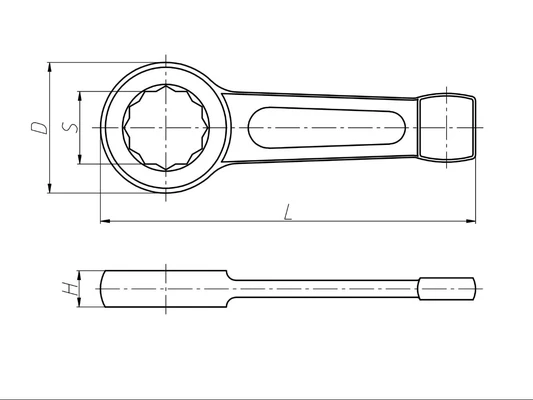 Ключ 22мм накидной прямой односторонний ударныйЧертеж