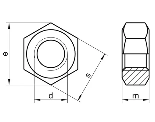 Гайка М22х1,5 шестигранная DIN 934, класс прочности 10, оцинкованная стальСхема