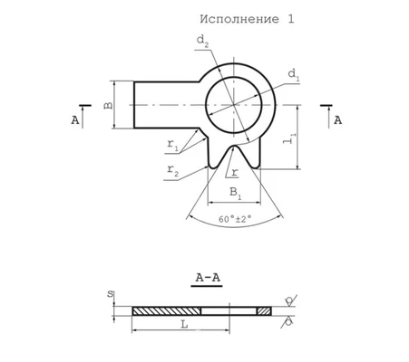 Шайба ГОСТ 13464-77 стопорная с лапкой М22 уменьшенная, оцинкованная стальСхема