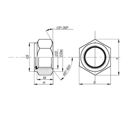 Гайка шестигранная самоконтрящаяся М12х1,25, оцинкованнаяСхема