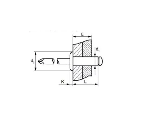 Заклепка 4,0х9,5мм вытяжная закрытая алюминий/сталь HARPOONСхема