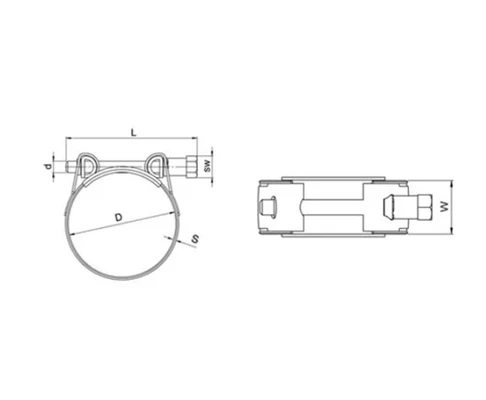 Хомут 79-85/25 GBS W1 с шарнирным болтомСхема