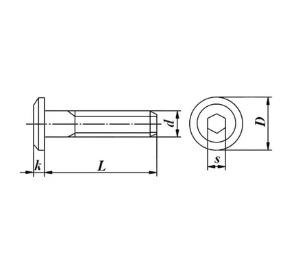 Винт мебельный с плоской головкой и внутренним шестигранником 6х40, оцинкованная стальСхема