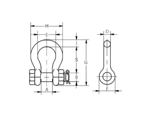 Скоба 2,0тн СИ грузоподъемная со шплинтом G2130Схема