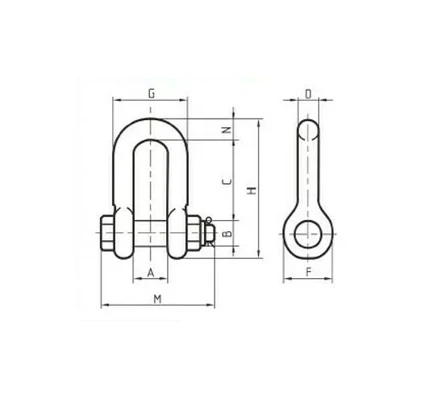 Скоба 1,5тн СА грузоподъемная со шплинтом G2150Схема