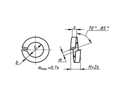 Шайба пружинная (гровер) ГОСТ 6402-70 М24, сталь без покрытияСхема