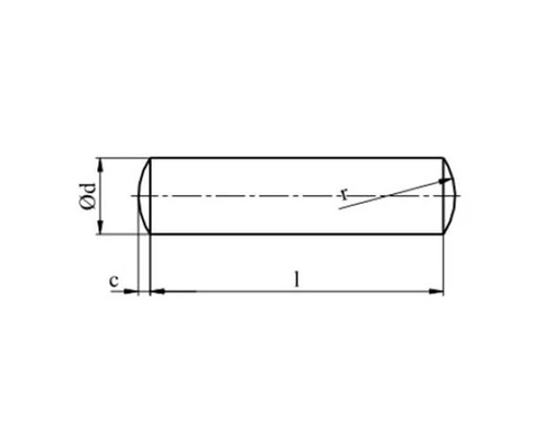 Штифт 5х50мм DIN 7 цилиндрический, сталь без покрытияСхема