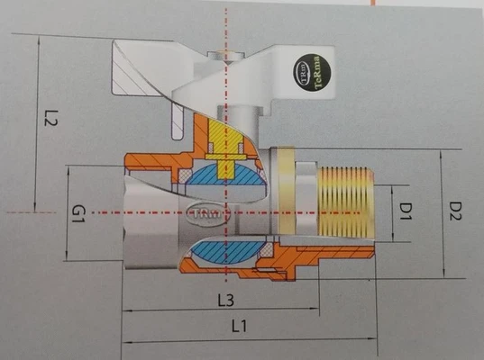 Кран шаровой 1/2" в/н TERMA НЕО/NEO бант арт. 32002 (25161)Схема