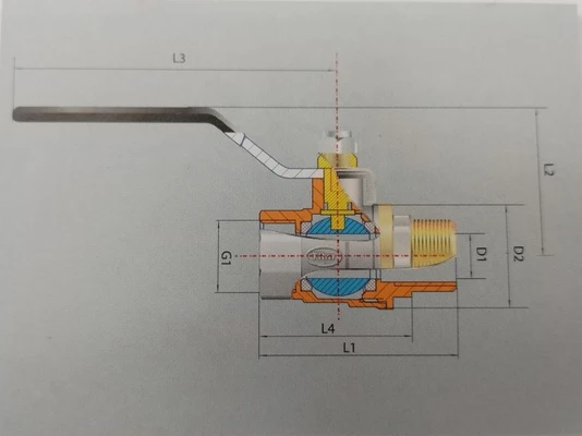 Кран шаровой 3/4" в/н TERMA-CB ручка 30218 арт. 25677Схема