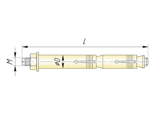 Анкер двухраспорный М16/24х450, желтый цинкСхема