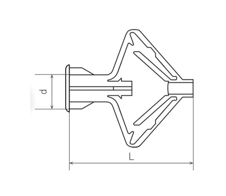 Дюбель "Бабочка" 8х28 для пустотных конструкцийСхема