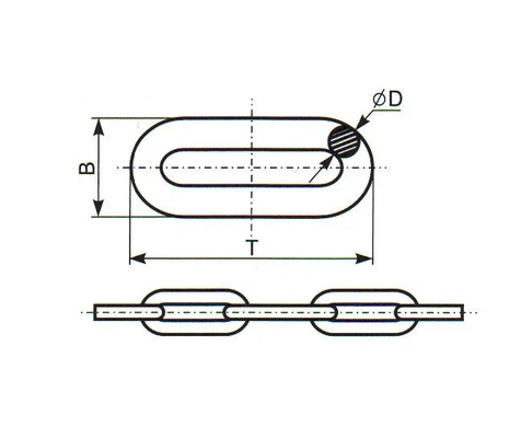 Цепь 5мм длиннозвенная оцинкованная DIN 763Схема