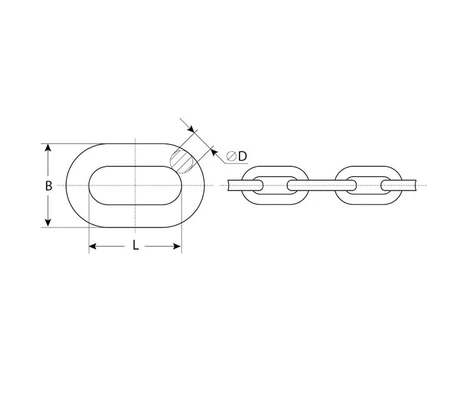 Цепь 5мм короткозвенная оцинкованная DIN 766Схема