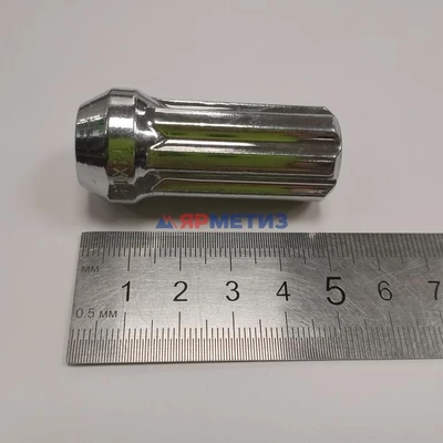 Гайка 14х1,5х51мм хром конус, открытая 7-шлицевая арт. 307848 CrФото
