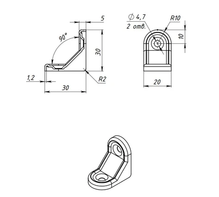 Уголок 30х30х20х1,2мм мебельныйСхема