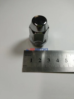Гайка 12х1,5х35мм колесная конус хром, закрытая ключ 19мм арт. N1215035-19фото