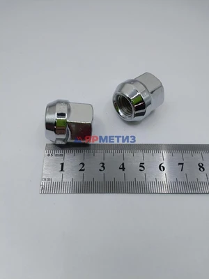 Гайка 12х1,5х22мм хром конус открытая, (ключ 19мм) арт. 400145-Crфото
