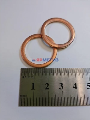 Шайба 22х28х2мм меднаяфото1