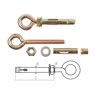 Анкер болт с кольцом 10х80мм, желтый цинкСхема