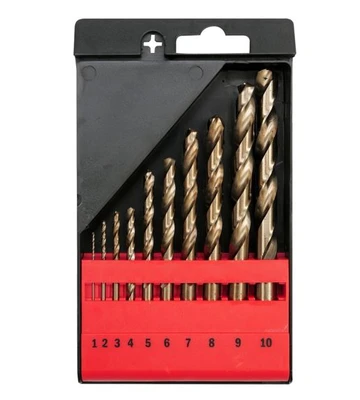 Набор свёрл по металлу с кобальтом YATO 10 шт. (1-10мм) HSS-G Co5% арт. YT-41603