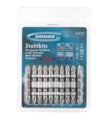Бита Ph2хPz2х45мм сталь S2 GROSS арт. 11217 (1/10)