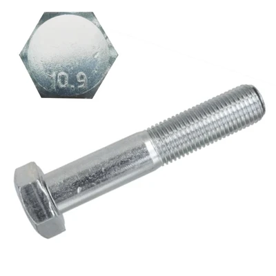 Болт DIN 931 8х80 с шестигранной головкой и неполной резьбой, класс прочности 10.9, оцинкованный