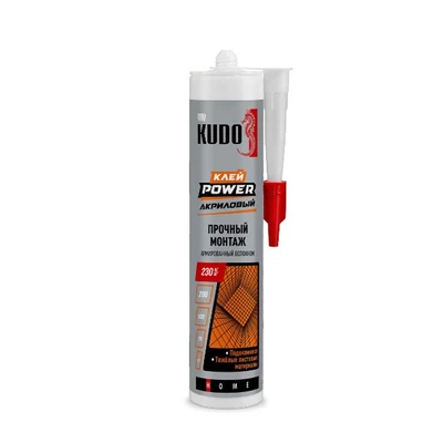 Клей KUDO HOME Power армированный волокном на акриловой основе, белый 280мл (KBK-351)