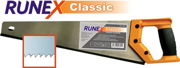 Ножовка 400мм по дереву, универсальная заточка, 7 зубьев на дюйм RUNEX CLASSIC арт. 577401